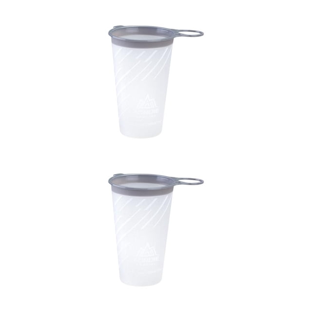 Decodeary Water Bottle Easy To Store And Foldable Lightweight And Portable Easy To Clean PU Collapsible Water Bottle Water Bottles Bright Moon White 200ml 2Set