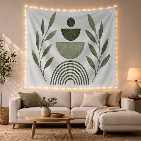 Balanced Geometric Organic with Forms Vertical Column, Nostalgic Vintage for Botanical Art Lovers, Wall Decor, Mother'S Day Gift, Tapestry Wall Hanging for Dorm and Living Room