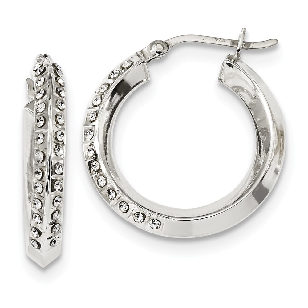 Womens Solid Geniune 925 Sterling Silver Diamond-cut 2mm Hoop Earrings