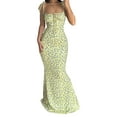 thumbnail image 1 of Honganda Women's Spaghetti Strap Dresses Drawstring Design Floral Print Slim Fit Long Bodycon Dresses Perfect for Summer Spring, 1 of 8
