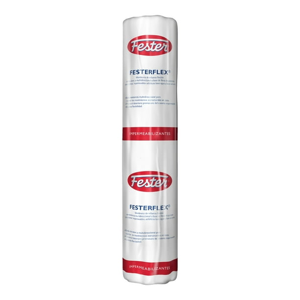 Membrana de Refuerzo Flexible con Resistencia Multidireccional a Base de Fibras de Poliéster para Sistemas Impermeables Asfálticos Base Agua y Base Solvente Fester Festerflex 100 M x 1.10 M