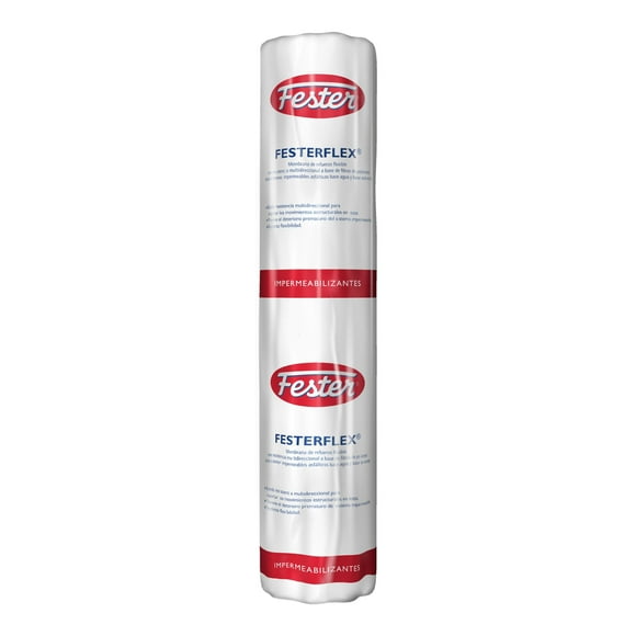 Membrana de Refuerzo Flexible con Resistencia Multidireccional a Base de Fibras de Poliéster para Sistemas Impermeables Asfálticos Base Agua y Base Solvente Fester Festerflex 100 M x 1.10 M