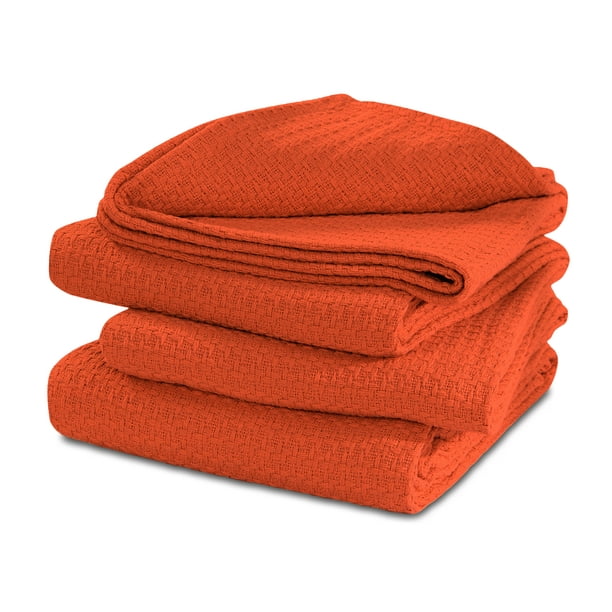 100 Cotton Basket Weave Thermal Bed Blanket Breathable Super Soft Layering All Season Light