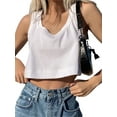 thumbnail image 3 of Blotona Womens Vest Top Solid Color Sleeveless Wide Shoulder Straps U-Neck Loose Comfortable Breathable Short Top, 3 of 10