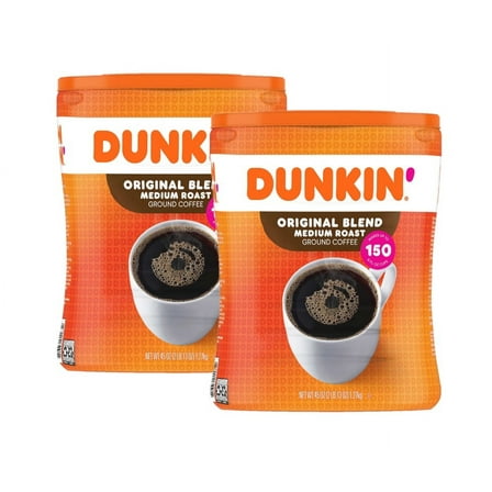 2 Pack | Dunkin' Donuts Original Blend Ground Coffee, Medium Roast, 45 oz