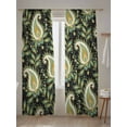 thumbnail image 5 of Black Yellow Bandanna Sheer Curtains 2 Panels Set Ethnic Indian Style Retro Country Lihgt Filtering Rod Pocket Voile Drape, Semi Sheer Window Curtains for Bedroom Living Room, 52"x108", 5 of 5