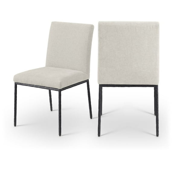 Meridian Furniture Reeves Cream Chenille Fabric Dining Side Chair (Set of 2)