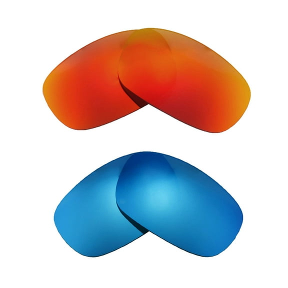 Walleva 2 Paris Polarized Replacement Lenses For Maui Jim Stingray Sunglasses-Fire Red   Ice Blue