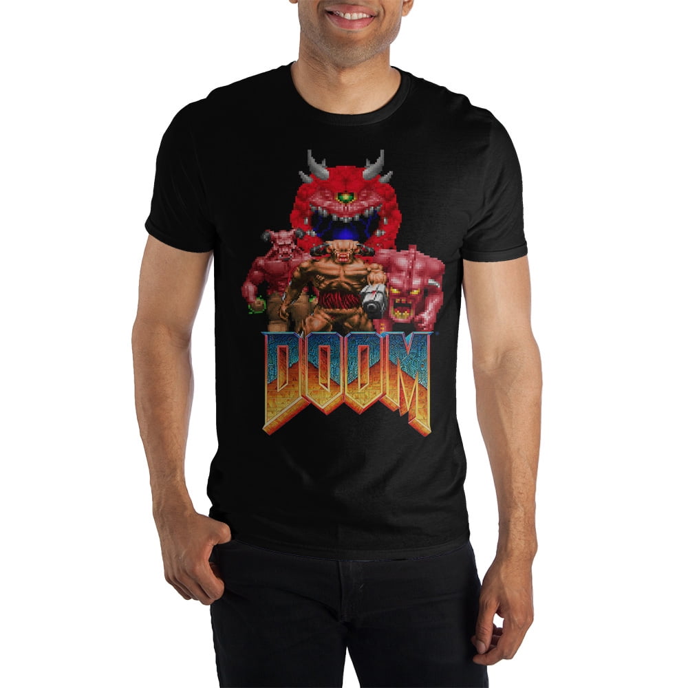 T Shirt Xxx Vo - Doom Video Game Men's Vintage Black Crew Neck Print T-shirt X-Large -  Walmart.com