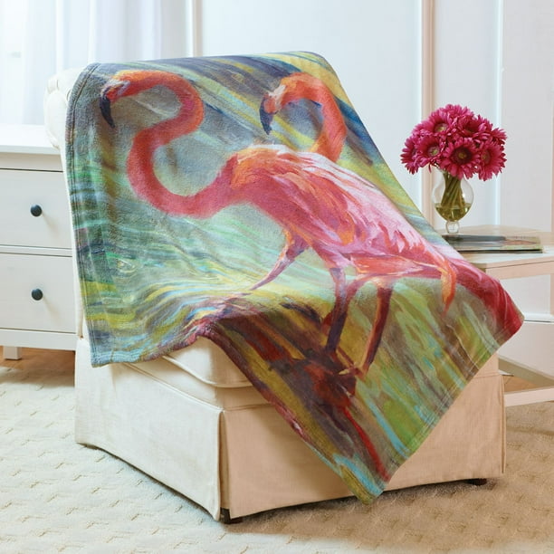 Pink Flamingos Retreat Fleece Throw Blanket - Walmart.com - Walmart.com