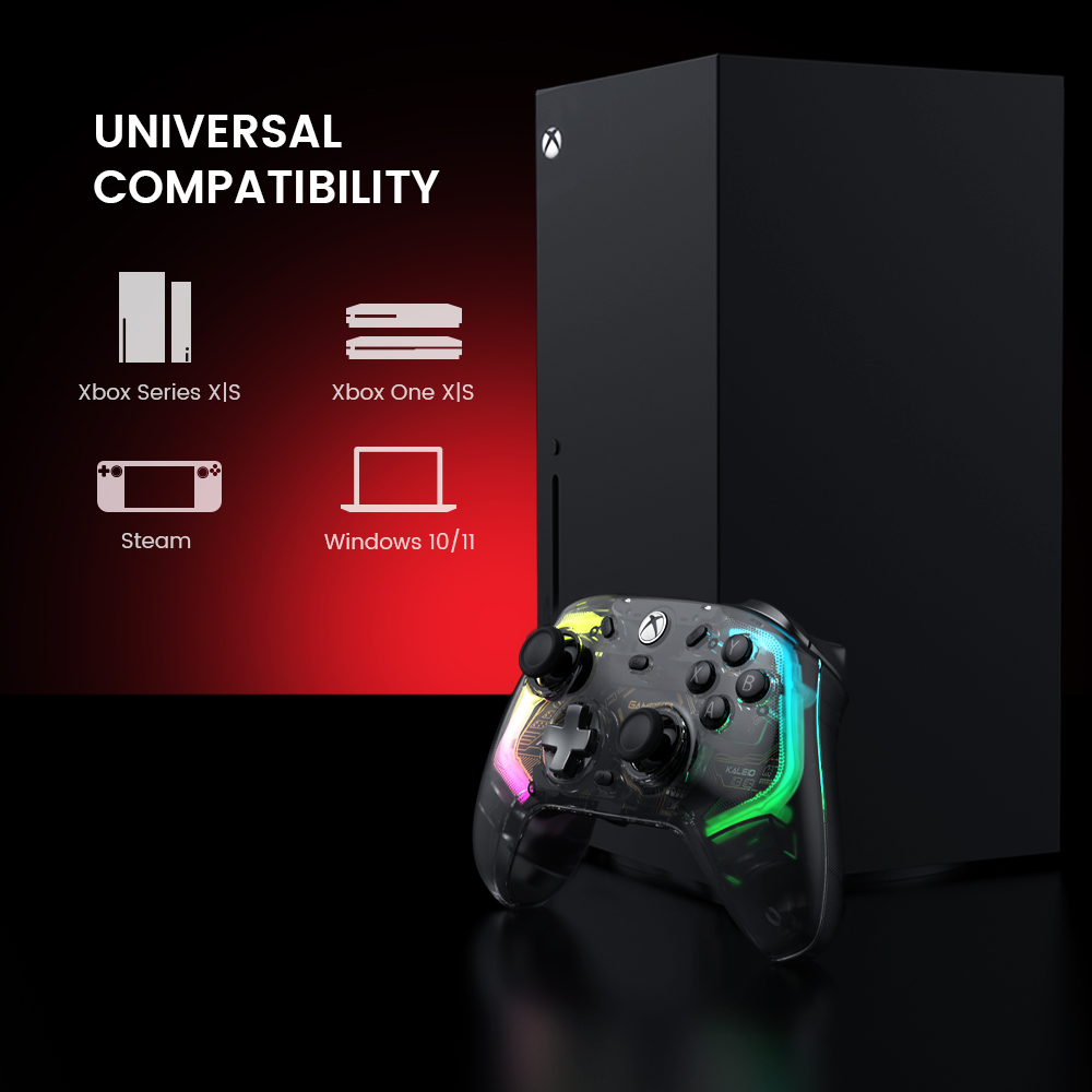 Control con Cable GameSir Kaleid para Xbox Series X|S, Xbox One, Windows 10/11 y Steam, Gamepad Plug and Play, Control de Videojuegos Transparente con Joysticks Hall Effect/Gatillos Hall 6