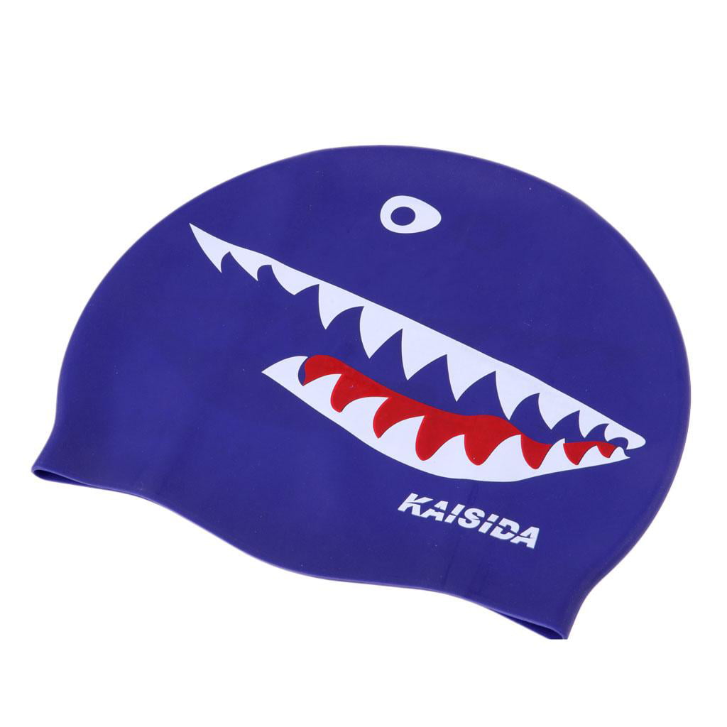 Waterproof Fabric Protect Ears Long Hair Sports Swim Pool Hat Shark Swimming SP 