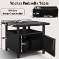 thumbnail image 5 of Outdoor Patio Umbrella Side Table with Umbrella Hole Small Wicker Coffee Table with Storage & 2 Weight Bags for Outside End Tables with Poly Lumber Top for Pool Deck Backyard Black, 5 of 8
