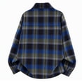 thumbnail image 4 of Kaemgyyd Men's Jackets Long Sleeve Casual Plaid Shacket Button down Collar Overshirt with Pockets（Dark Blue,XX-Large）, 4 of 6