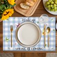 thumbnail image 4 of Blue Plaid Groundhog Placemats Set of 4, Spring Floral Butterfly Botanical Placemats for Dining Table, Place Mats for Kitchen Tabletop, Waterproof Wipeable Dining Table Mats Set, 4 of 9