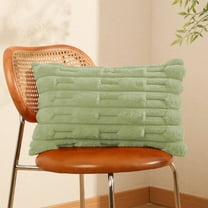 Reversible Velvet Pillow Cover - Hypoallergenic Sofa Cushion Case Winter Flannel Sham Knit Throw Cover Seasonal Home Decor Gift(Green-11.81×19.69inch)