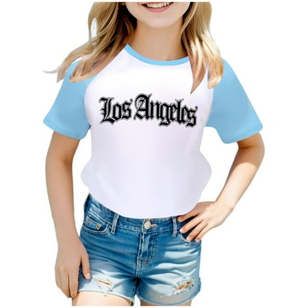 

Custom T Shirts Boys and Girls US City Print Raglan Short Sleeve T Shirt 3422 Comfort Colors Tshirt(Color:Light Blue Size:6-7 Years)