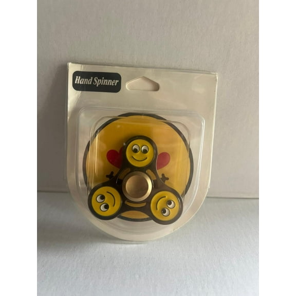 Fidget Emoji Spinner Metal Smile Face Black Spinner New (BONUS 1 FUN CHOPS)
