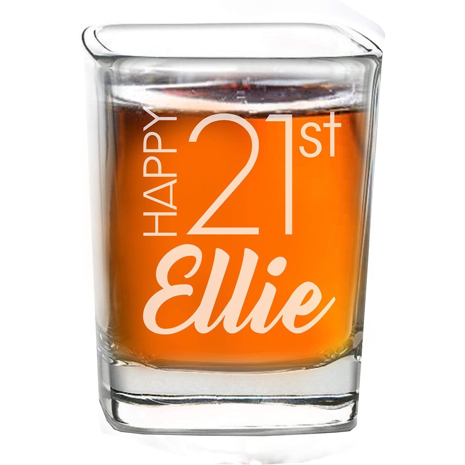 Custom Personalized Twenty First Birthday 2 oz Square Shot Glass