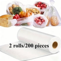 7.87" X 11.81" Plastic Produce Bag on a Roll, Bread and Grocery Clear Bag, 400 Bags/Roll (2 Rolls)