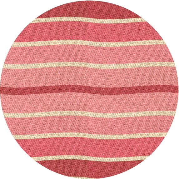 Ahgly Company Machine Washable Indoor Round Transitional Light Salmon Rose Pink Area Rugs, 3' Round