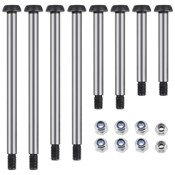Polished Steel Lock-nut Style Hinge-Pin Threaded Hinge Pins Set Compatible with for 1/10 Traxxa Slash 2WD Hoss Rustler VXL Stampede RC Truck