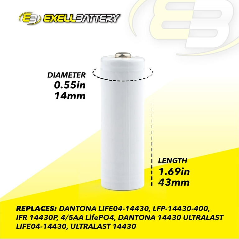 Exell 3.2V 400mAh 14430 Li FePO4 Rechargeable Solar Battery