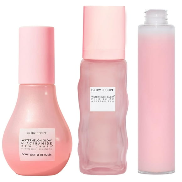 Glow Recipe Niacinamide Dew Drops Facial Serum & Makeup Primer (40 ml) + Watermelon Glow Pink Juice Hydrating Face Moisturizer (50 ml) + Refillable Pink Juice Hydrating