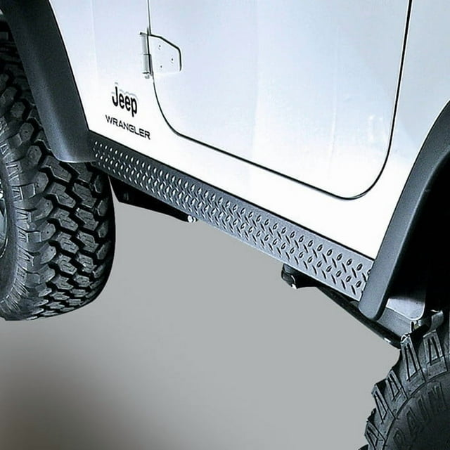 Fits 1997-2006 Jeep Wrangler TJ Rugged Ridge Rocker Panel Molding 11650.05 Body Armor Rocker Side Panel Kit; 2 Piece; Black; Thermoplastic; 3 Inch Height