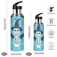 thumbnail image 2 of Stars Skeleton Wear Hats Wings Bats Halloween Sports Bottle with Straw Stainless Steel Water Jug Portable Thermal Cup Leak-proof 1000ML, 2 of 9
