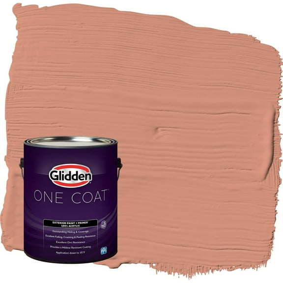 Glidden One Coat Orange Essential / Orange Satin Exterior Paint with Primer, 1 Gallon
