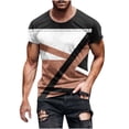 thumbnail image 2 of Fnnxeal Mens Graphic Tee Color Block Geometric Print Short Sleeve T-Shirt Casual Streetwear Stretch Top Big and Tall Sizes Purple,Size XL, 2 of 5