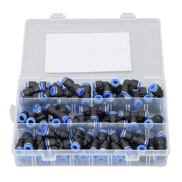 "1/4 Inch ABS Pneumatic Quick Connect Fittings Kit - 60pc High Pressure Air Hose Couplers with Secure Push Lock Design for Polyurethane/Nylon/PE Pipes"