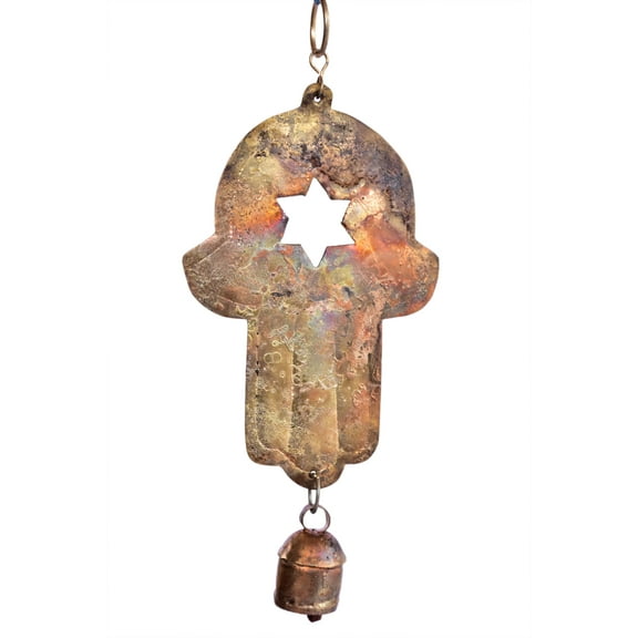 De Kulture Bell Metal Hamsa Wind Chime Hanging Bells for Home Garden Balcony Decor 5.10x1x11.8 (LWH) inches