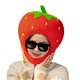 thumbnail image 1 of Capucha fotográfica con forma de fruta colorida y brillante, suave felpa, para la cabeza, con apertura para la cara, accesorio para fiesta de disfraces de celebridades de Internet, 1 of 8