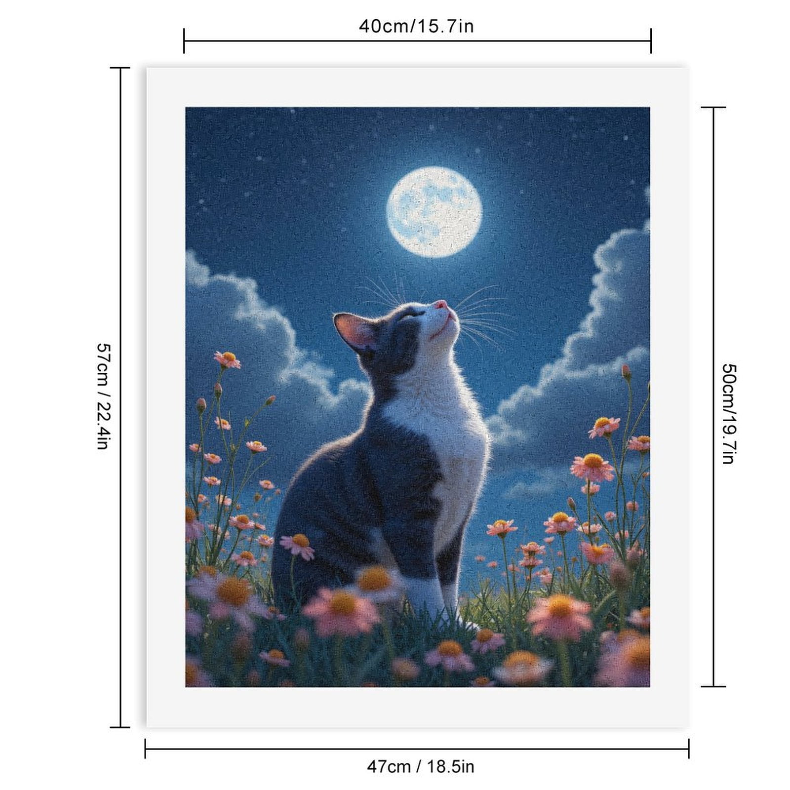 Paint by Numbers Kit for Adults, Cat Moonlight Blossoms Night Sky Paint by Numbers, Easy Paint by Numbers Kit for Adults Beginner, DIY Adult Paint by Number Kits on Canvas, Home Decor