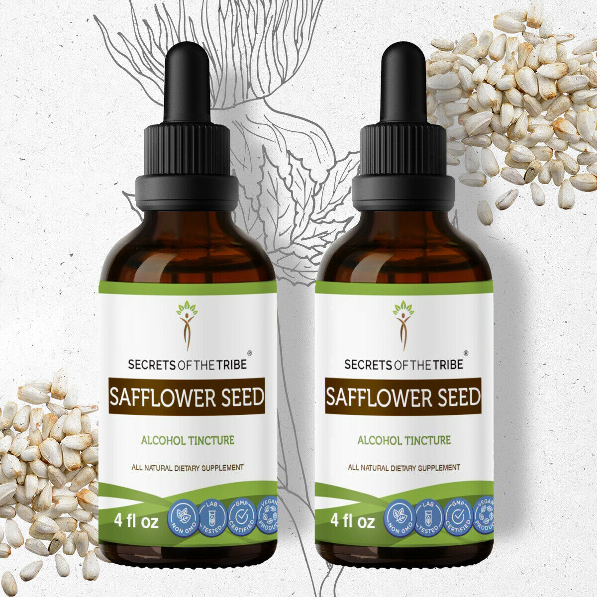 Safflower Seed Tincture Alcohol Extract, Organic Safflower (Hong Hua, Carthamus Tinctorius