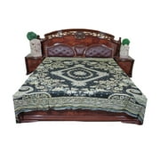 Mogul Moroccan Bedding Pashmina Exotic Patterns Wool Black Floral Blanket Throw