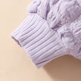thumbnail image 5 of TOWED22 Baby Girl Fall Winter Clothes 3 Pcs Sets Outfits Long Sleeve Crew Neck Pattern Romper Jumpsuit Ribbed Flare Pants Headband Set(Light Purple,3-6 M), 5 of 7