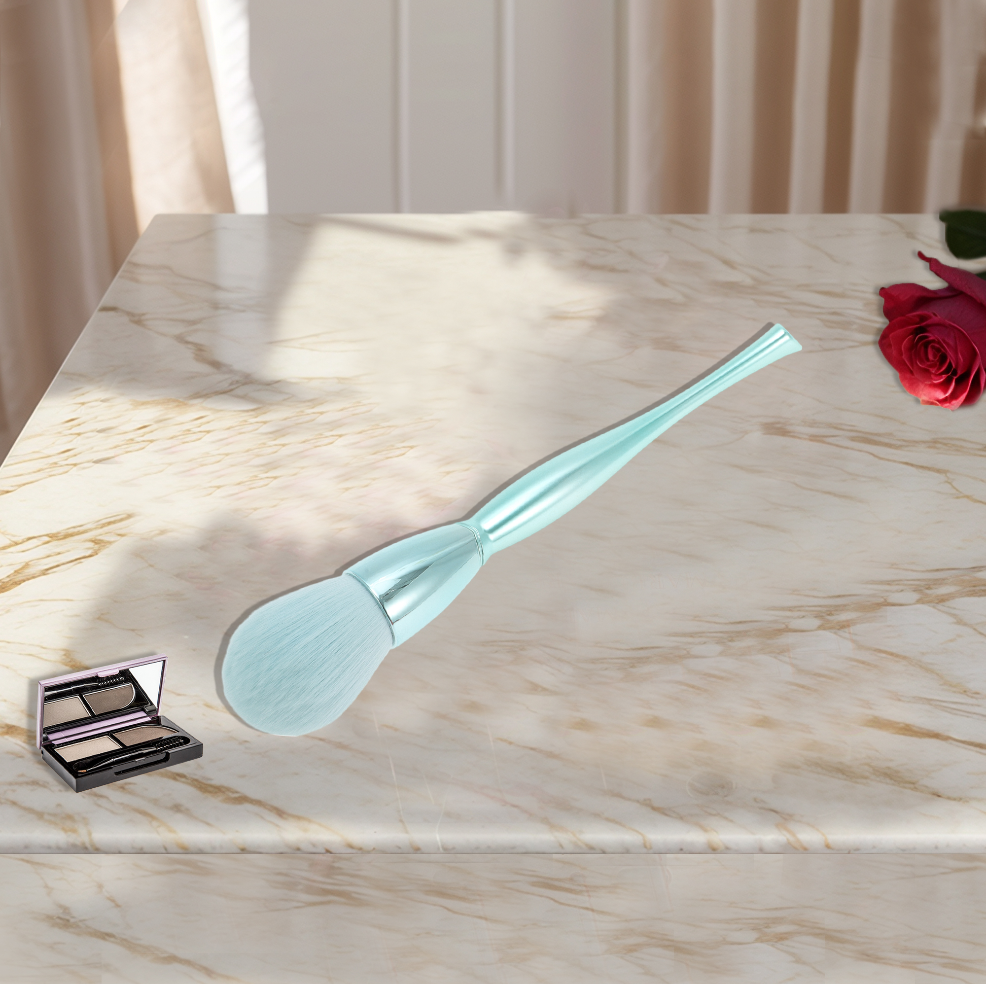 Unique Bargains 1 Pc Fluffy Makeup Brush for Daily Makeup Application Blue