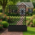 thumbnail image 3 of BeesClover Diamond Lattice Metal Planter Box, Raised Garden Bed with Privacy Screen for Climbing Plants, 3 of 8