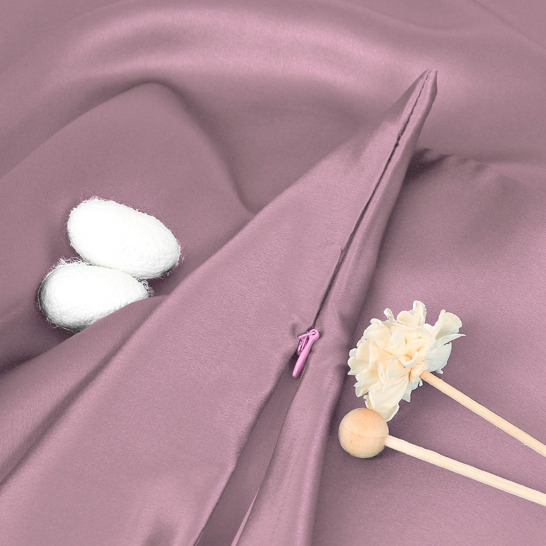 Silk Pillowcase Both Side Silk Care For Hair And Skin With Zipper Mauve Queen