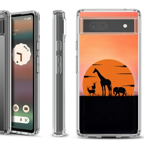 Shockproof Bumper Phone Case for Google Pixel 6a, by OneToughShield ® - Sunset Safari