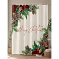thumbnail image 4 of Merry Christmas Shower Curtain Set, Waterproof Shower Curtains for Bathroom, Green Pine Cones Winter Berry Retro Washable Fabric Cloth Bath Curtain for Bathtub Decoration with Hooks 72x78 Inches, 4 of 6