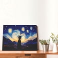 thumbnail image 4 of Naloa Cat Under Starry Skies Print Canvas Picture,Wall Pictures, Modern Decorative Poster,Art Prints for Bedroom, Toilet, 40 x 30 cm, Built-in Wooden Frame, 4 of 6