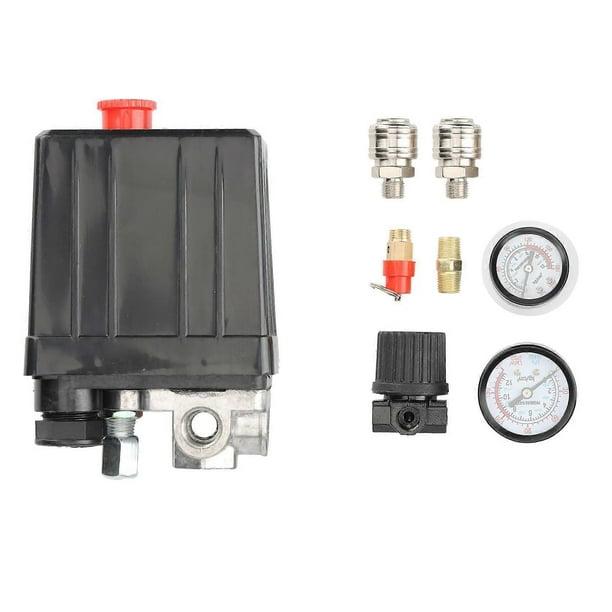Regulador de 4 puertos de 220 V Interruptor de control de presión de bomba de compresor de aire en funcionamiento Válvula de control de bomba de aire como se muestra, como se muestra