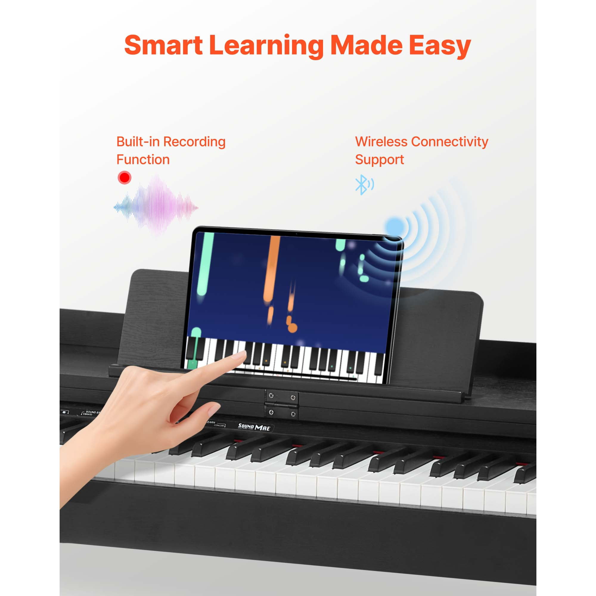 KFFKFF 88-Key Weighted Digital Piano with Stand, Power Adapter, Triple Pedal, 680 Tones, Wireless Connectivity, Headphones, and Accessories for Beginners