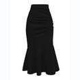 thumbnail image 2 of Womens Plus Size Fishtail Pencil Skirts Elegant Ruffle Hem Skirt High Waisted Stretch Skirts, 2 of 4