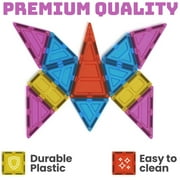 Click N' Play Magnet Build Deluxe 100 Piece 3D Magnetic Tile Building Set Extra Strong Magnets and Super Durable Tiles, Educational, Creative, Assorted Shapes and Vibrant Bright Colors