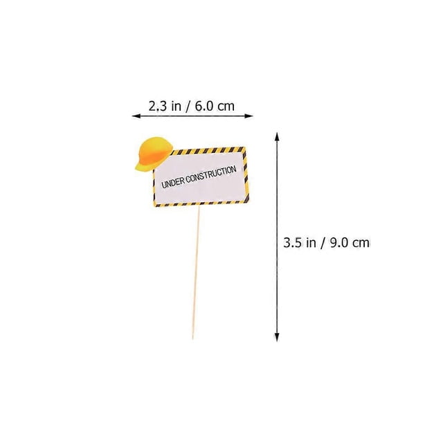 Wood and Paper Birthday Cake Decoration Construction Cake Picks for 48Pcs